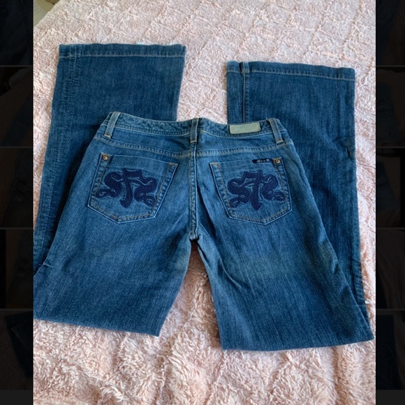 (7) SEVEN Dark Denim Wide Leg Jeans sz 27 - Picture 5 of 15